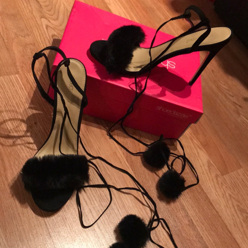 Lace up sling back heels